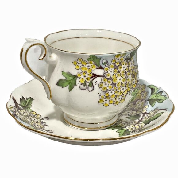 Royal Albert Teacup & Saucer Set England Flower of the Month Hawthorn Bone China - Picture 4 of 9